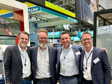 Frank Schnabel (Geschäftsführer Rendsburg Port GmbH), Claus Ruhe Madsen (Wirtschaftsminister des Landes Schleswig-Holsteins), Kai Lass (Geschäftsführer Rendsburg Port Authority) und Sven Hargens (Geschäftsführer Rendsburg Port) - v.l.n.r.